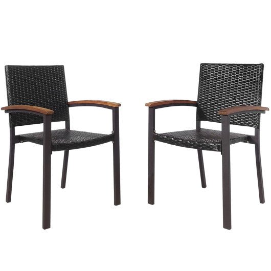  - Set of 2 Outdoor Patio PE Rattan Dining Chairs - Outdoor Style Company