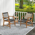  - Set of 2 Patio Acacia Wood Dining Chairs with Armrests for Lawn Yard - Outdoor Style Company