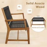  - Set of 2 Patio Acacia Wood Dining Chairs with Armrests for Lawn Yard - Outdoor Style Company