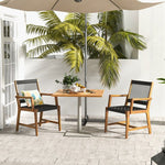  - Set of 2 Patio Acacia Wood Dining Chairs with Armrests for Lawn Yard - Outdoor Style Company