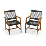  - Set of 2 Patio Acacia Wood Dining Chairs with Armrests for Lawn Yard - Outdoor Style Company