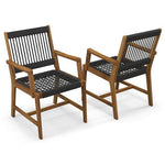  - Set of 2 Patio Acacia Wood Dining Chairs with Armrests for Lawn Yard - Outdoor Style Company