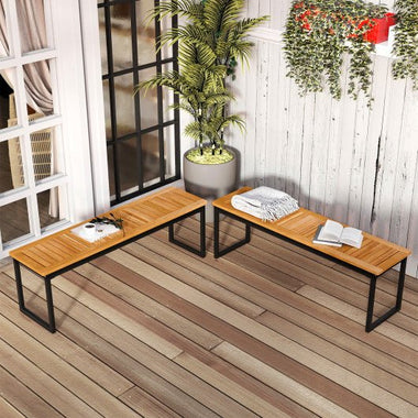 - Set of 2 Patio Dining Bench for 2 - 3 Person Indoor Outdoor - Outdoor Style Company
