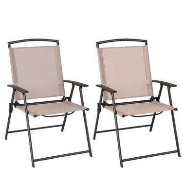  - Set of 2 Patio Dining Chairs with Armrests and Rustproof Steel Frame - Outdoor Style Company