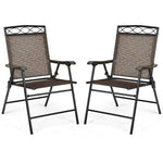  - Set of 2 Patio Folding Chairs Sling Portable Dining Chair Set with Armrest - Outdoor Style Company