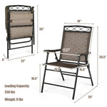  - Set of 2 Patio Folding Chairs Sling Portable Dining Chair Set with Armrest - Outdoor Style Company