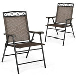  - Set of 2 Patio Folding Chairs Sling Portable Dining Chair Set with Armrest - Outdoor Style Company