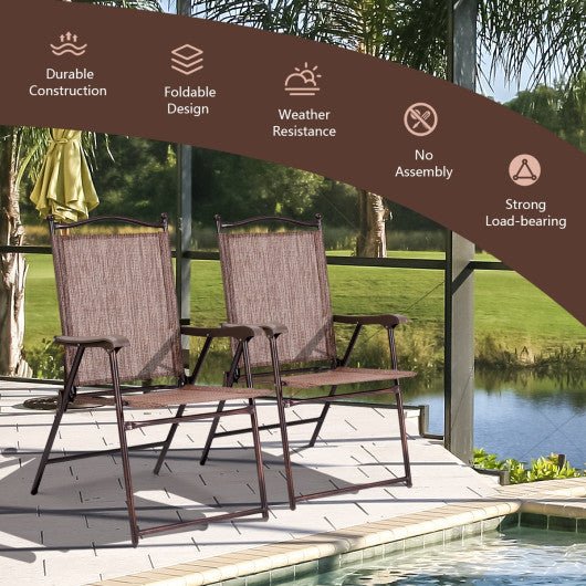  - Set of 2 Patio Folding Sling Back Camping Deck Chairs - Outdoor Style Company