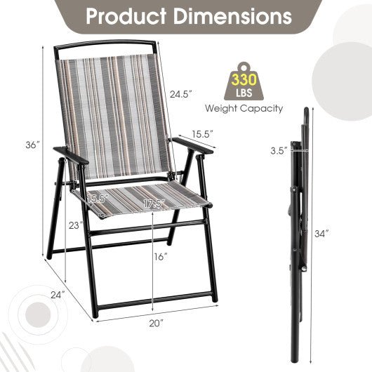  - Set of 2 Patio Folding Sling Chairs Space - saving Dining Chair - Outdoor Style Company