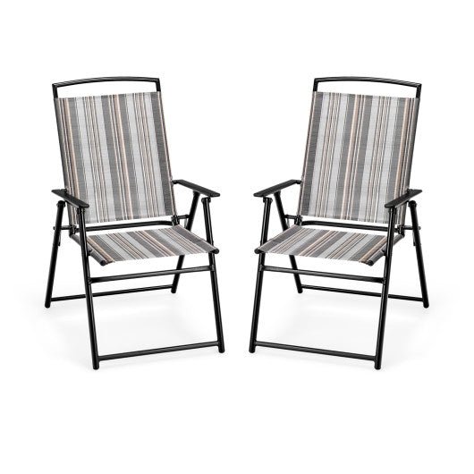  - Set of 2 Patio Folding Sling Chairs Space - saving Dining Chair - Outdoor Style Company