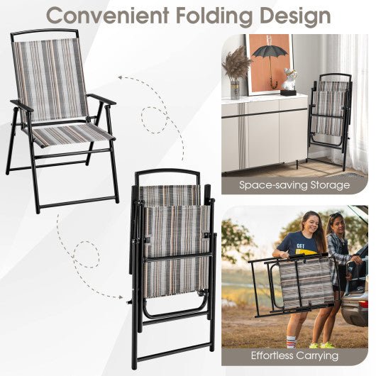  - Set of 2 Patio Folding Sling Chairs Space - saving Dining Chair - Outdoor Style Company