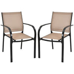  - Set of 2 Patio Stackable Dining Chairs with Armrests Garden Deck - Outdoor Style Company