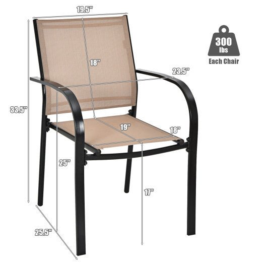  - Set of 2 Patio Stackable Dining Chairs with Armrests Garden Deck - Outdoor Style Company