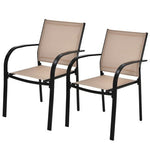  - Set of 2 Patio Stackable Dining Chairs with Armrests Garden Deck - Outdoor Style Company