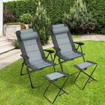  - Set of 2 Patiojoy Patio Folding Dining Chair with Ottoman Set Recliner Adjustable - Outdoor Style Company