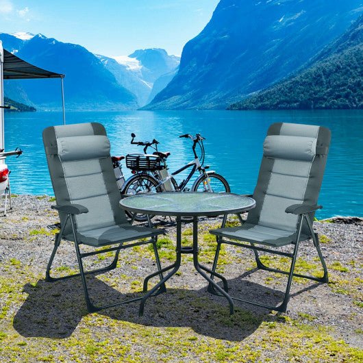  - Set of 2 Patiojoy Patio Folding Dining Chair with Ottoman Set Recliner Adjustable - Outdoor Style Company