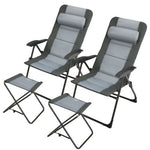  - Set of 2 Patiojoy Patio Folding Dining Chair with Ottoman Set Recliner Adjustable - Outdoor Style Company