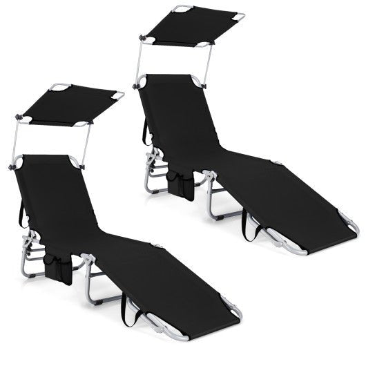  - Set of 2 Portable Reclining Chair with 5 Adjustable Positions - Outdoor Style Company