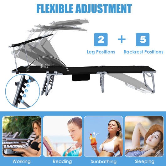  - Set of 2 Portable Reclining Chair with 5 Adjustable Positions - Outdoor Style Company