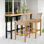  - Set of 2 Rattan Patio Wood Barstools Dining Chairs with Backrest - Set of 2 - Outdoor Style Company