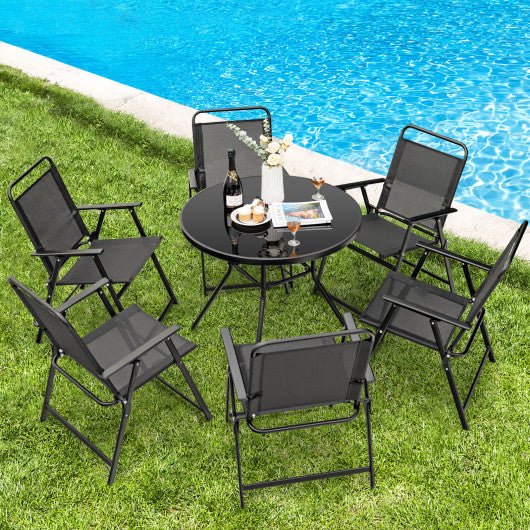  - Set of 2/4/6 Outdoor Folding Chairs with Breathable Seat - Set - Outdoor Style Company