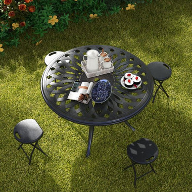  - Set of 4 18 Inch Collapsible Round Stools with Handle - Outdoor Style Company