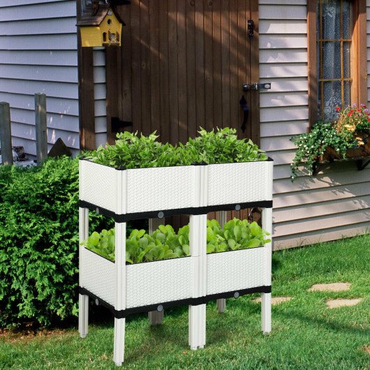  - Set of 4 Elevated Flower Vegetable Herb Grow Planter Box - Outdoor Style Company