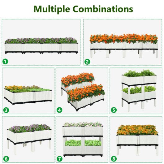  - Set of 4 Elevated Flower Vegetable Herb Grow Planter Box - Outdoor Style Company