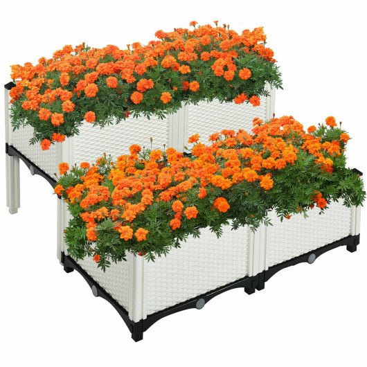  - Set of 4 Elevated Flower Vegetable Herb Grow Planter Box - Outdoor Style Company