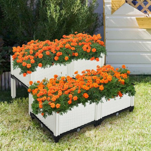  - Set of 4 Elevated Flower Vegetable Herb Grow Planter Box - Outdoor Style Company