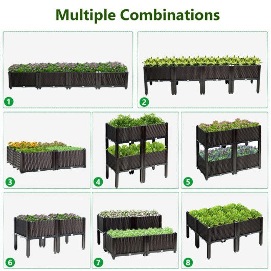  - Set of 4 Elevated Flower Vegetable Herb Grow Planter Box - Outdoor Style Company