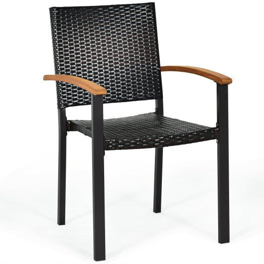  - Set of 4 Outdoor Patio PE Rattan Dining Chairs with Powder - coated Steel Frame - Outdoor Style Company