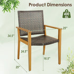  - Set of 4 Outdoor Rattan Chair with Sturdy Acacia Wood Frame - Set of 4 - Outdoor Style Company