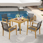  - Set of 4 Outdoor Rattan Chair with Sturdy Acacia Wood Frame - Set of 4 - Outdoor Style Company