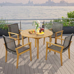  - Set of 4 Outdoor Rattan Chair with Sturdy Acacia Wood Frame - Set of 4 - Outdoor Style Company