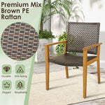  - Set of 4 Outdoor Rattan Chair with Sturdy Acacia Wood Frame - Set of 4 - Outdoor Style Company