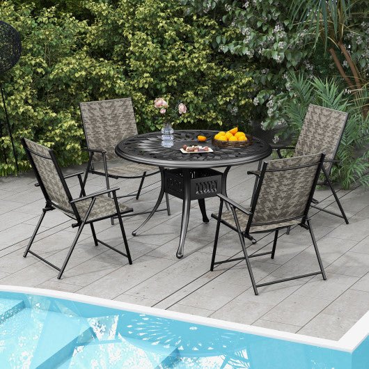  - Set of 4 Patio Folding Chairs with Armrests and Portable Lawn Chairs for Garden Backyard - Outdoor Style Company