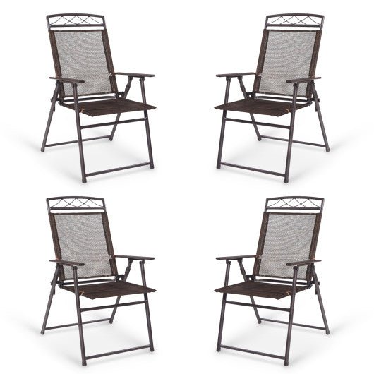  - Set of 4 Patio Folding Sling Chairs Steel Camping Deck - Outdoor Style Company