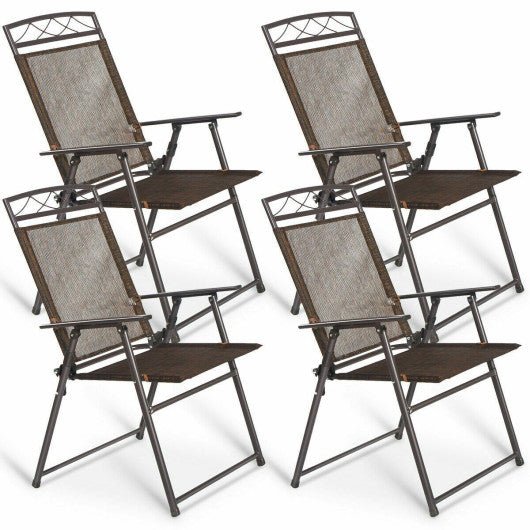  - Set of 4 Patio Folding Sling Chairs Steel Camping Deck - Outdoor Style Company