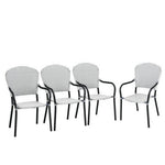  - Set of 4 Patio Rattan Stackable Dining Chair with Armrest for Garden - Outdoor Style Company