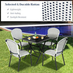  - Set of 4 Patio Rattan Stackable Dining Chair with Armrest for Garden - Outdoor Style Company
