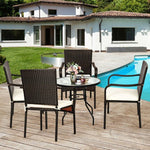  - Set of 4 Patio Rattan Stackable Dining Chair with Cushioned Armrest for Garden - Outdoor Style Company
