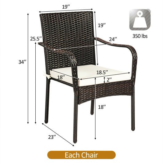  - Set of 4 Patio Rattan Stackable Dining Chair with Cushioned Armrest for Garden - Outdoor Style Company