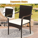 - Set of 4 Patio Rattan Stackable Dining Chair with Cushioned Armrest for Garden - Outdoor Style Company