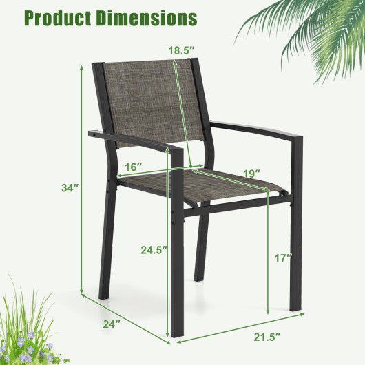  - Set of 6 Stackable Patio Chair with Breathable Fabric Seat - Outdoor Style Company