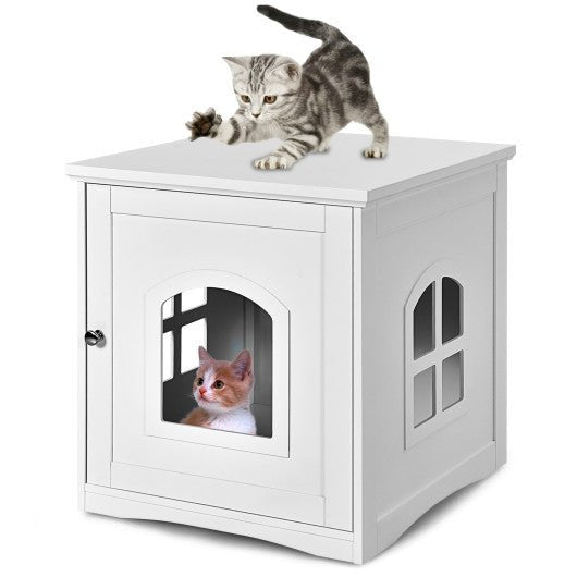  - Side Table Nightstand Decorative Cat House - Outdoor Style Company