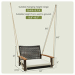  - Single Rattan Porch Swing with Armrests Cushion and Hanging Ropes - Outdoor Style Company