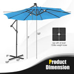 10 Feet Patio Solar Powered Cantilever Umbrella with Tilting System-Blue