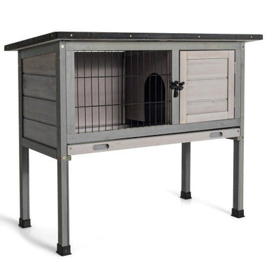  - Small Elevated Rabbit Hutch with Hinged Asphalt Roof and Removable Tray - Outdoor Style Company