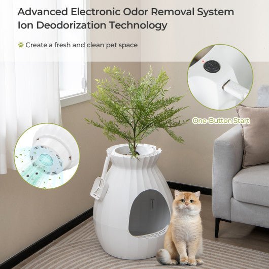  - Smart Plant Cat Litter Box with Electronic Odor Removal and Sterilization - Outdoor Style Company